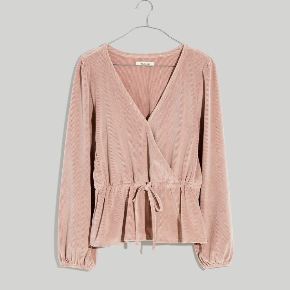 Madewell  Corduroy  Tie Faux Wrap Top Sz.S